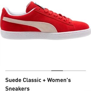 Red suede classic puma